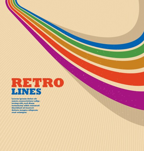 Retro style abstract background with curve lines vector image