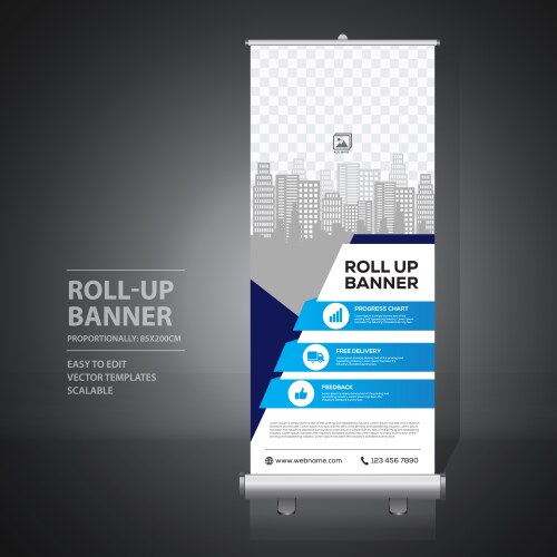 Construction roll up banner design template Vector Image