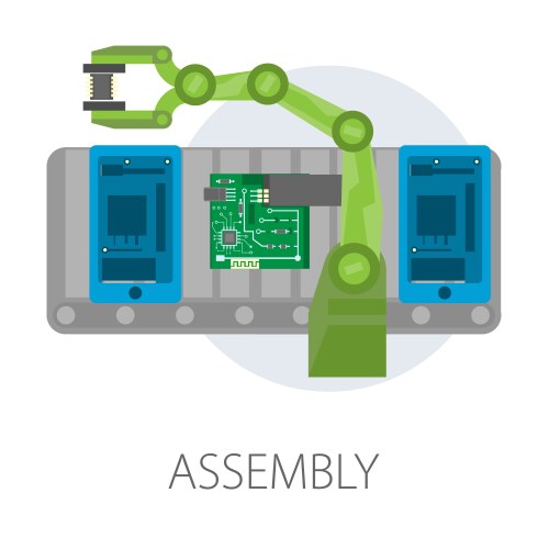 Assembly smartphone internal structure microscheme vector image