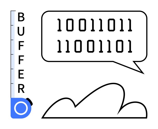 Digital buffer with binary code and cloud concept vector image