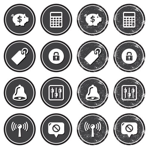 Web navigation icons on retro labels set vector image