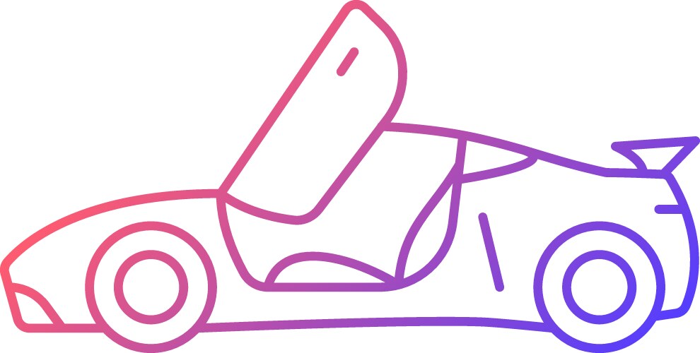 Car with butterfly doors gradient linear icon Vector Image