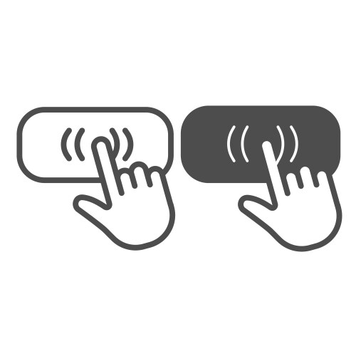 Hand cursor on button pointer clicking line vector image