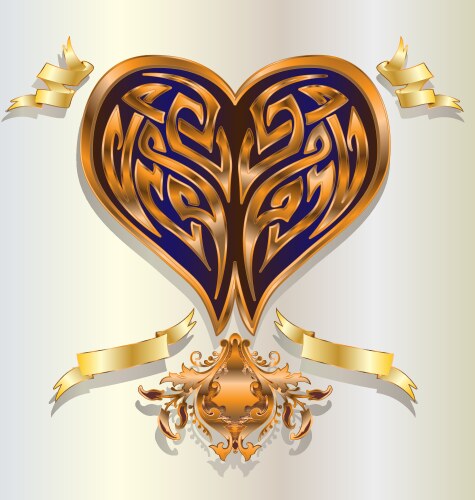 Baroque Heart with Ribbons Vector Image