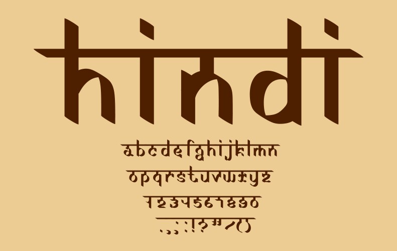 Devanagari Indian Font - Hindu Script Royalty Free Vector