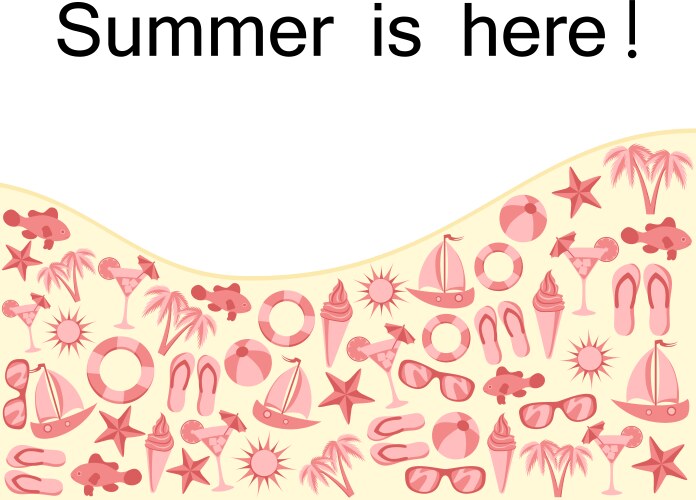 summer text frame with object set vector image