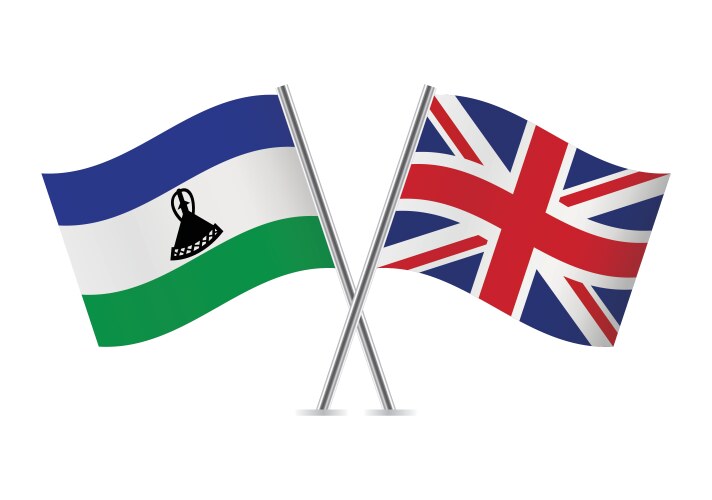 Kingdom of lesotho and great britain flags vector image