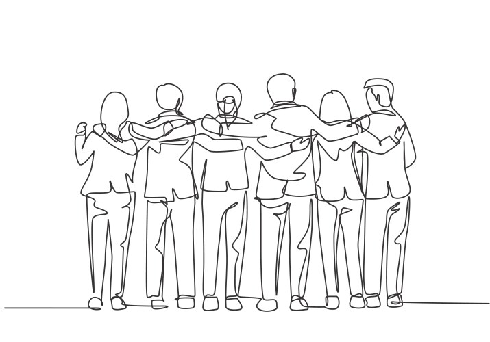 Continuous one line drawing happy team office Vector Image
