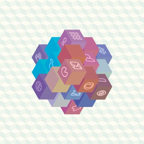 Isometric projection infographic array of cubes vector image