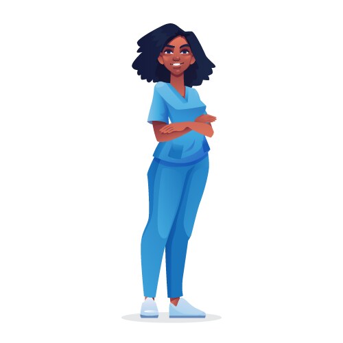 Nurse doctor physician practitioner afro woman vector image