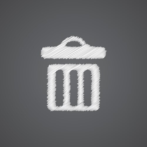 Trash bin sketch logo doodle icon vector image