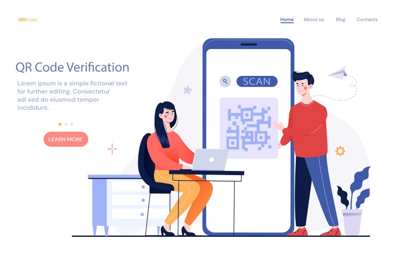 Setting qr code verification for online services vector image