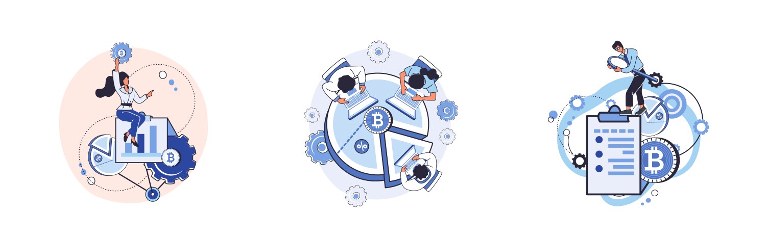 Cryptocurrency bitcoin mining metaphor blockchain vector image