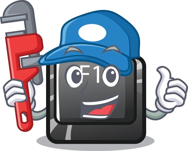 Plumber f10 button installed on cartoon computer vector image