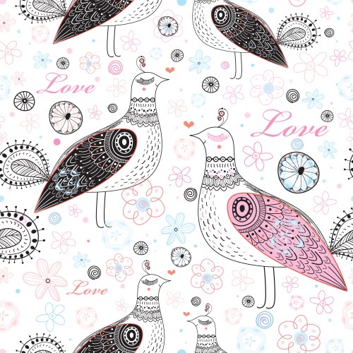 Texture love birds Vector Image
