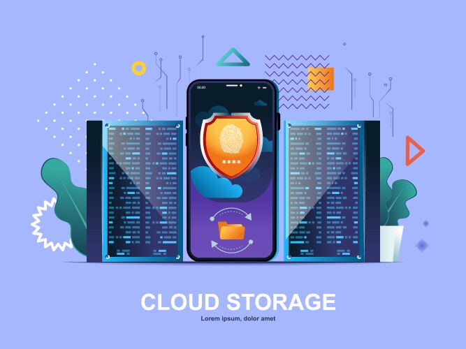 cloud storage flat concept with gradients vector image