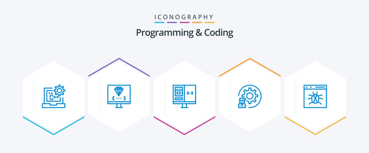 Programming and coding 25 blue icon pack vektorbild