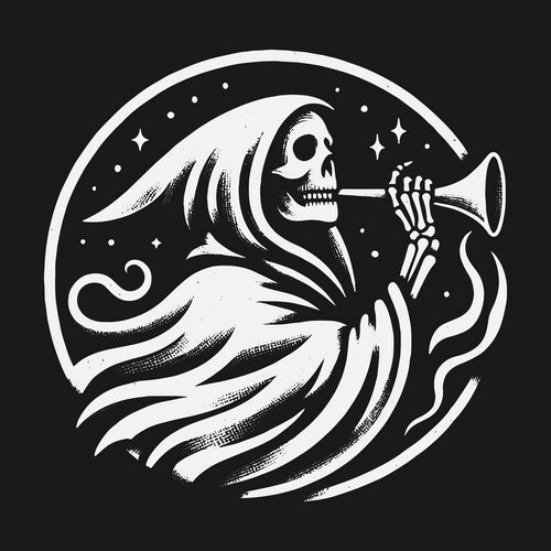 Grim Reaper with Trumpet Horn Vector Image