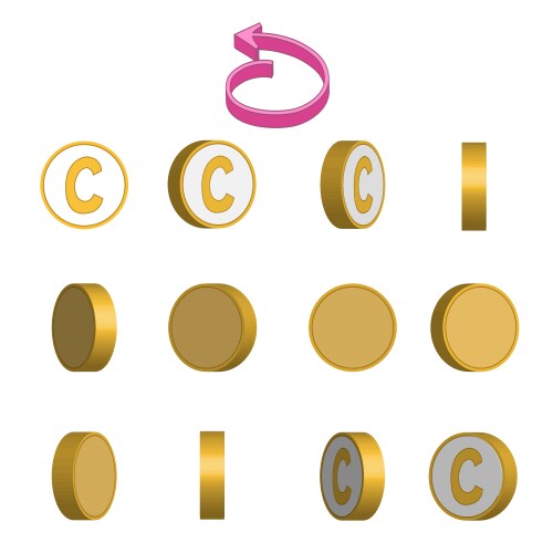 Letter c in circle rotation sequence sprite sheet vector image