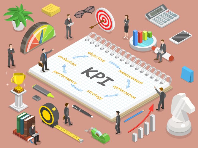 Kpi key performance indicators banner Royalty Free Vector