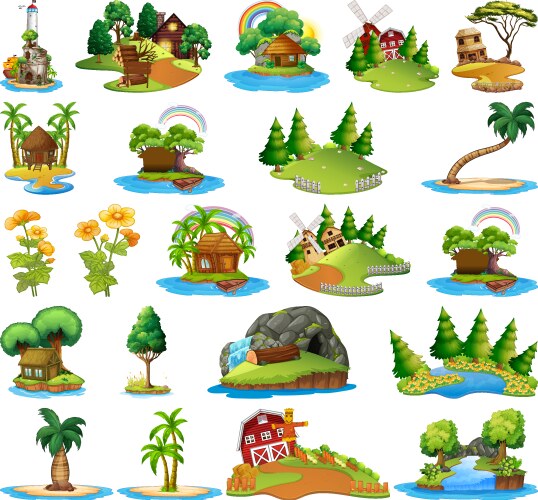 A set of paradise island Royalty Free Vector Image