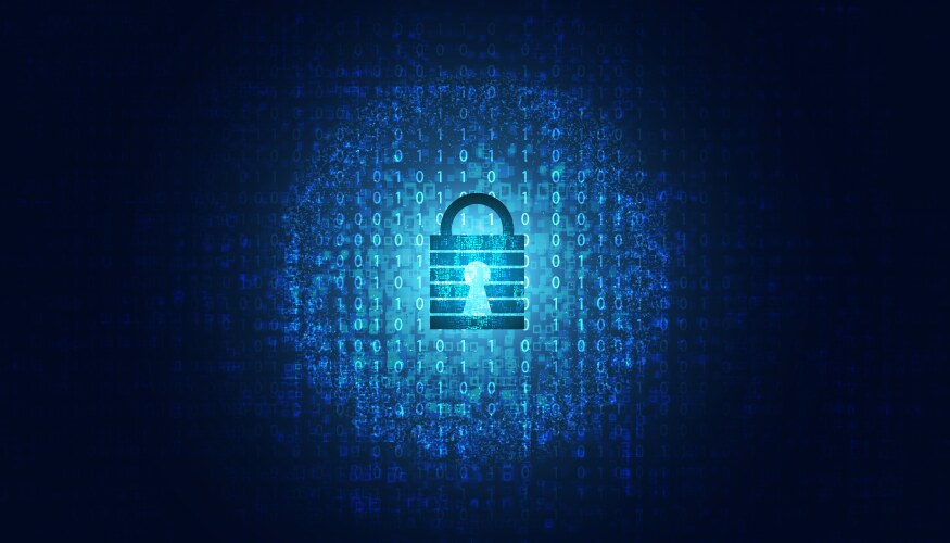Cyber Security Padlock with Binary Code vector image