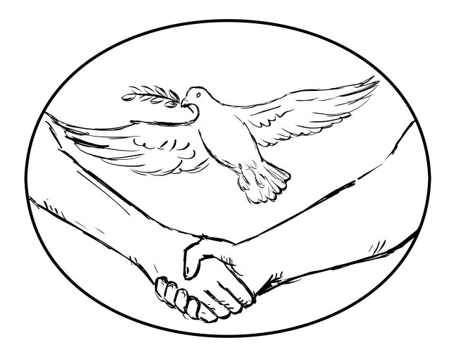 Handshake with Dove and Olive Branch Vector Image