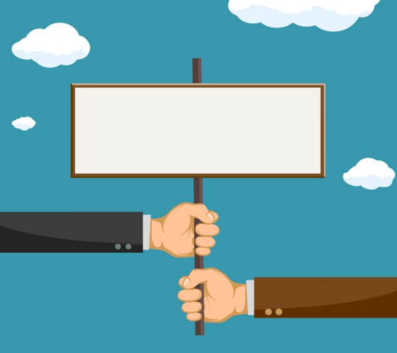 two businessmen holding a blank sign vector image