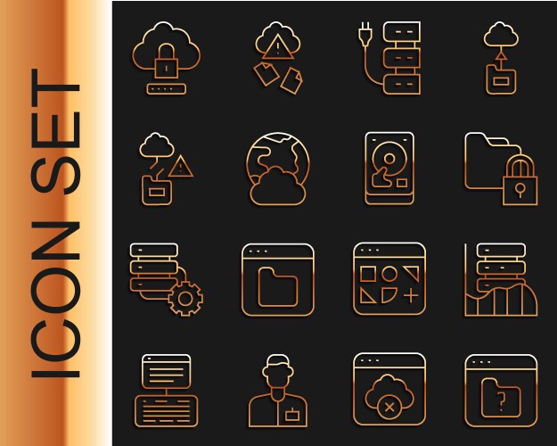 Set line file missing server data web hosting vector image