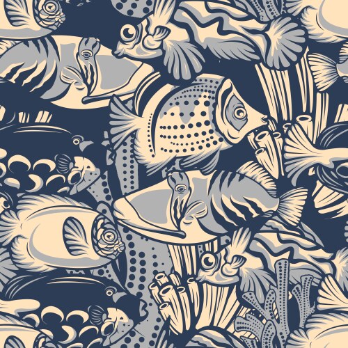 Seamless pattern with hand drawn coral reef Vector Image