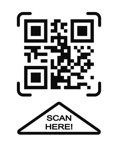 QR Code Icon - Scan Here Example vector image