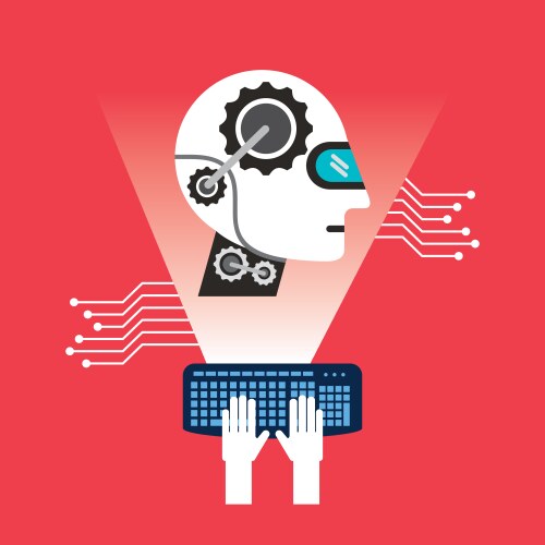 Programming artificial intelligence process work vector image