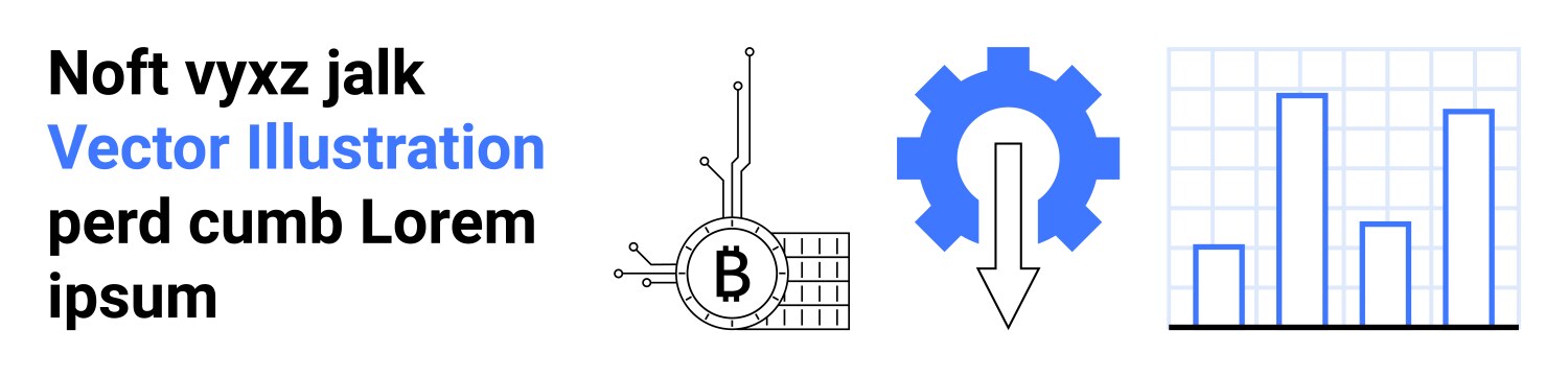 Bitcoin circuit gear with down arrow bar graph vector image