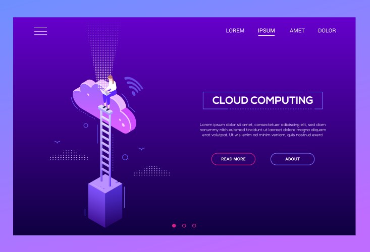 Cloud computing - modern isometric website vector image