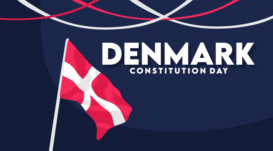 Denmark constitution day with flag Royalty Free Vector Image
