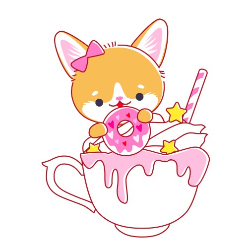 Adorable Kitten in Cup Vector Image