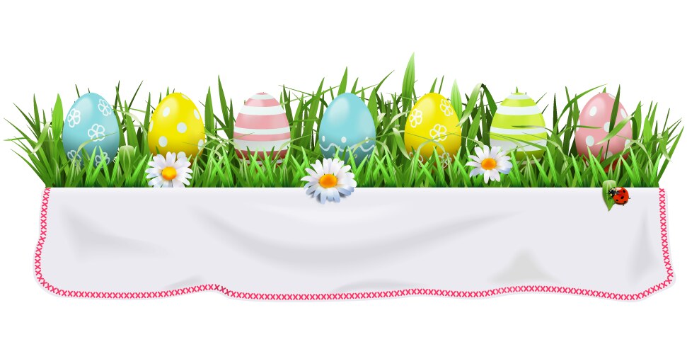 Easter border with grass Royalty Free Vector Image