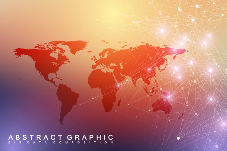 Big data visualization with a world map abstract vector image