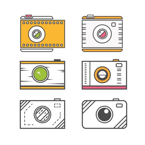 Creative black camera colorful pixel logo design Vector Image