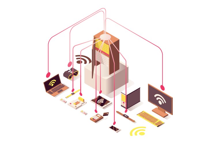 Modern Server Network Isometric Vector Image