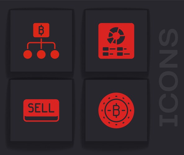 Set bitcoin blockchain technology pie chart vector image