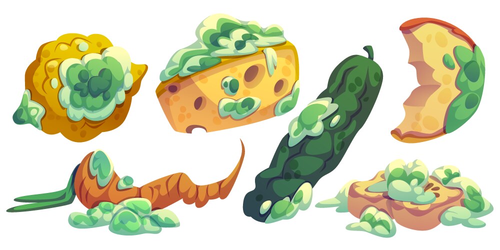 Cartoon rotten food items Royalty Free Vector Image