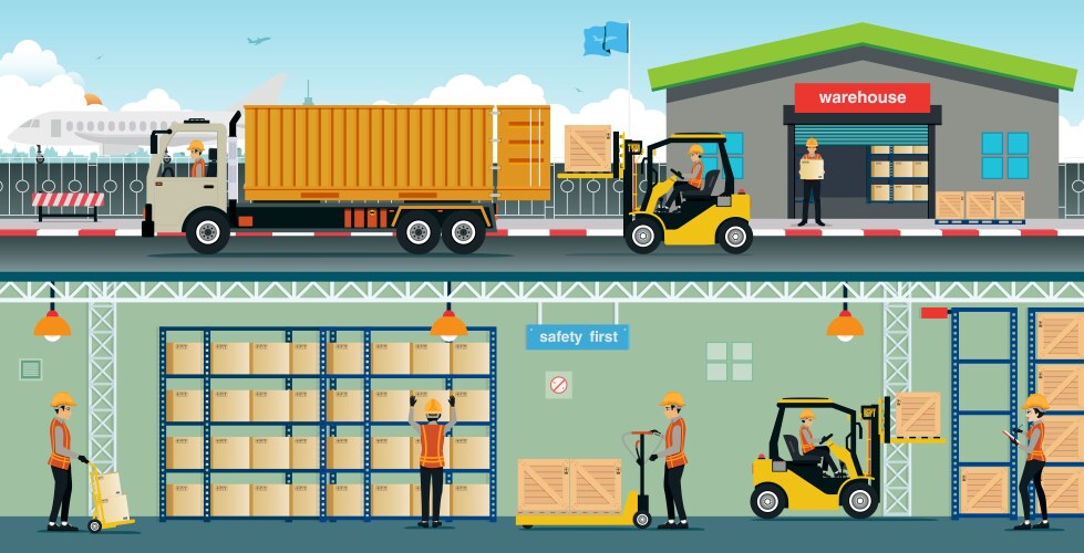 Warehouse banners set Royalty Free Vector Image