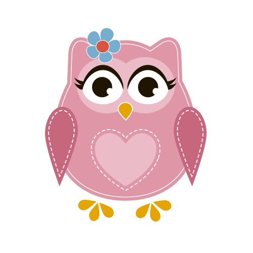 Cute Pink Cartoon Owl Vector Image