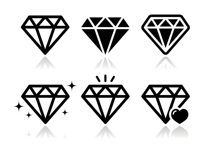 diamond icons set vector image vector image