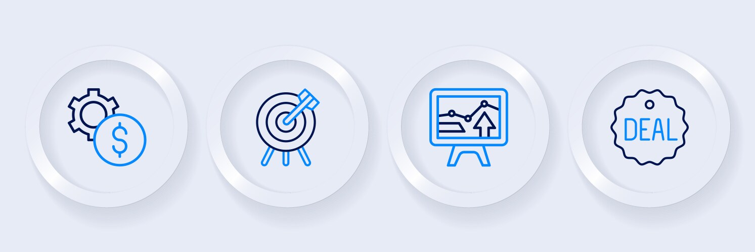 Set line deal monitor with graph chart target vector image