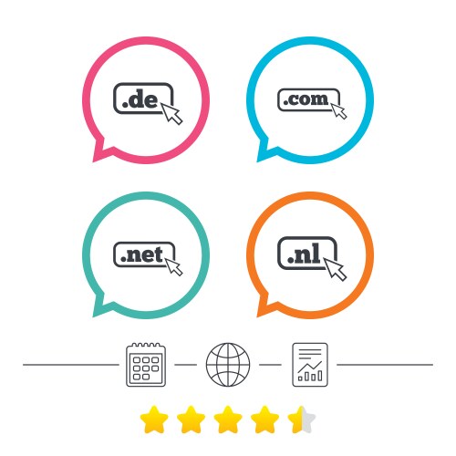Top-level domains signs de com net and nl vector image