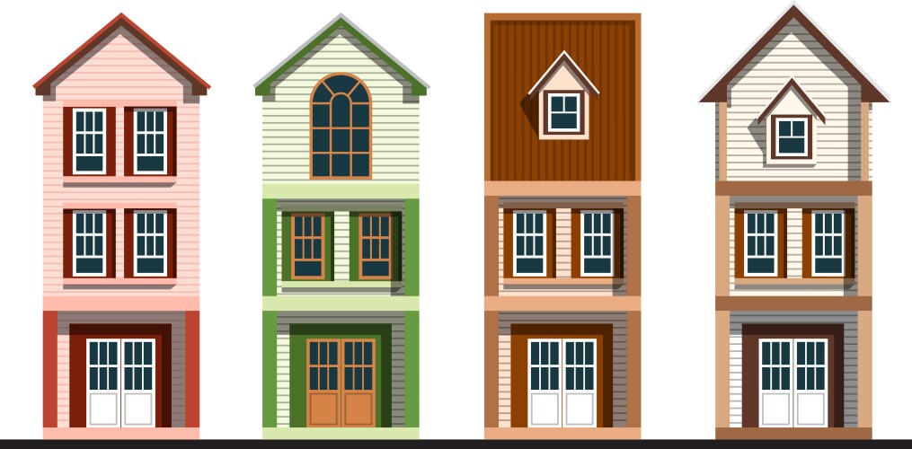 Red old house facade with sunlight beams Vector Image
