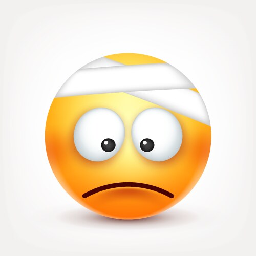 Smiley tired emoticon yellow face with emotions Vector Image