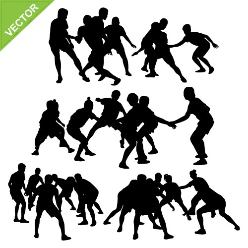 Kabaddi Player Silhouettes Vector Image